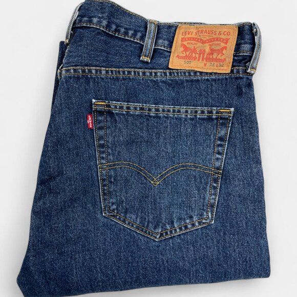 Levi's 505 Men's Straight Leg Blue Denim Jeans Mid-Rise Regular Fit 38x32 - Picture 16 of 16
